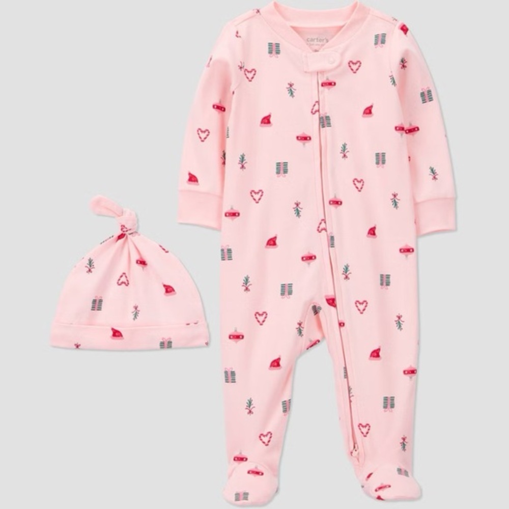 Carter's nwt Baby Girls' Christmas Fairy Sleep N' Play with Hat - Pink